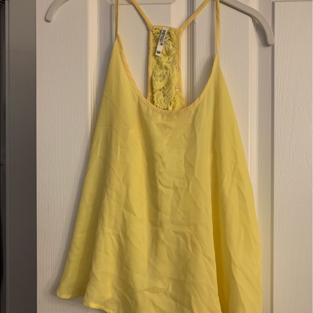 LeShop Yellow Semi Sheer Racerback Cami